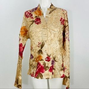 Women’s Lounardi Collection Beige Gold Crinkle Blouse Medium